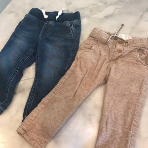 1 gap jean joggers and 1 Zara brown trousers